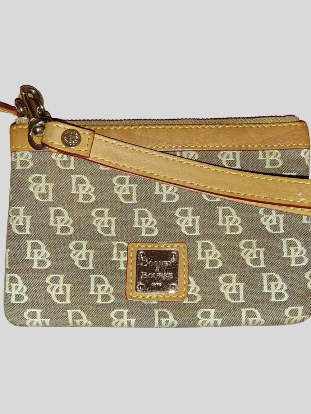 Dooney & Bourke Brown and Tan Signature Wristlet
